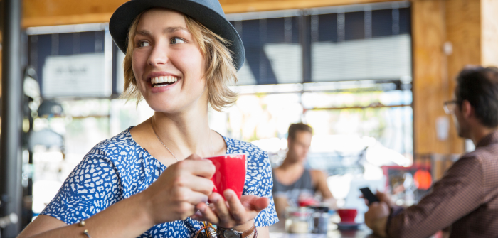 Woman with coffee cup